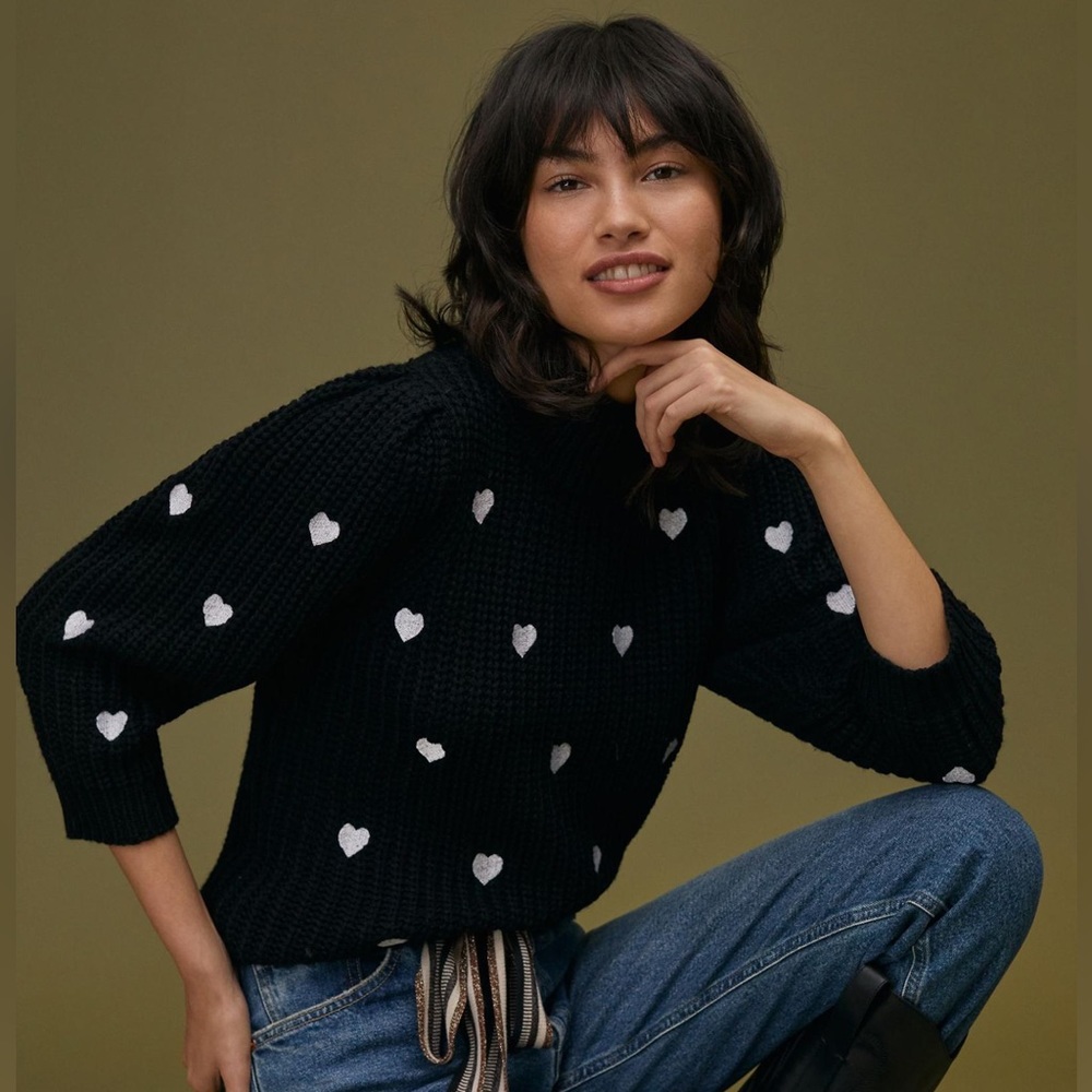 Anthropologie Hearts Mock Neck Sweater